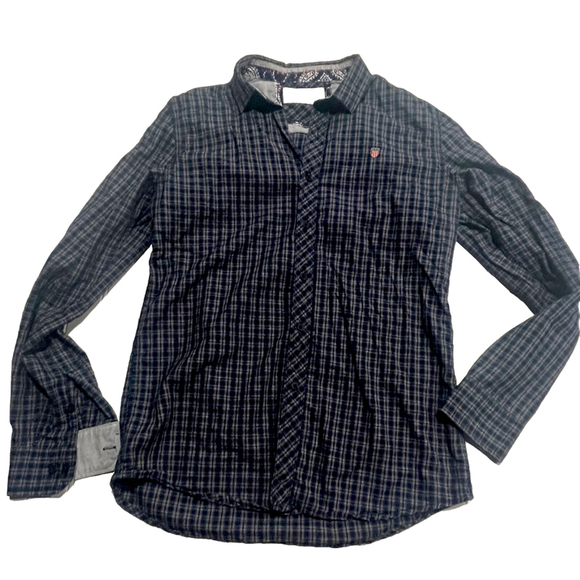 Coach Men's US‎ Large Long Sleeve Button Down Shirt 100% Cotton Plaid Blue B12 - Picture 2 of 7